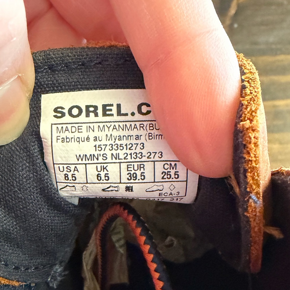 Sorel Out N About Leather Waterproof Duck Boots Carmel & Navy Women’s Size 8.5 - Picture 9 of 13